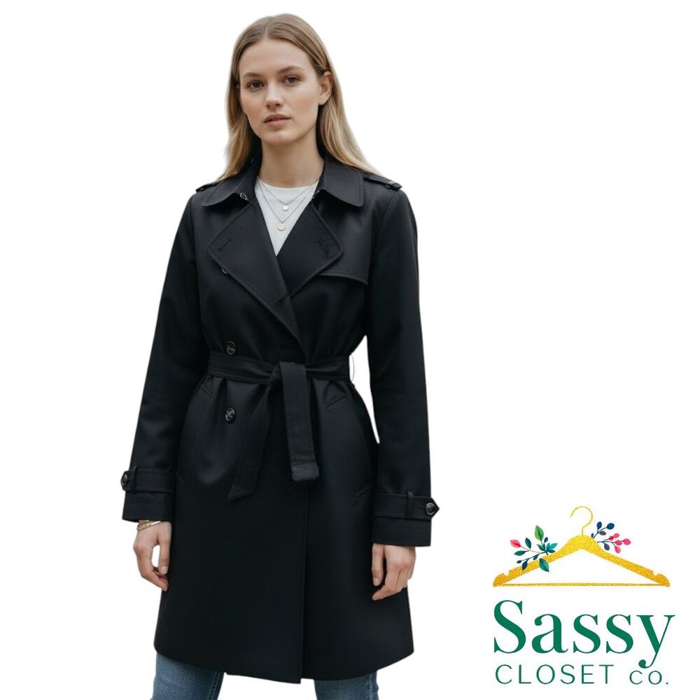 Michael Kors Black Belted Coat Fabric Tie Women’s Small EUC